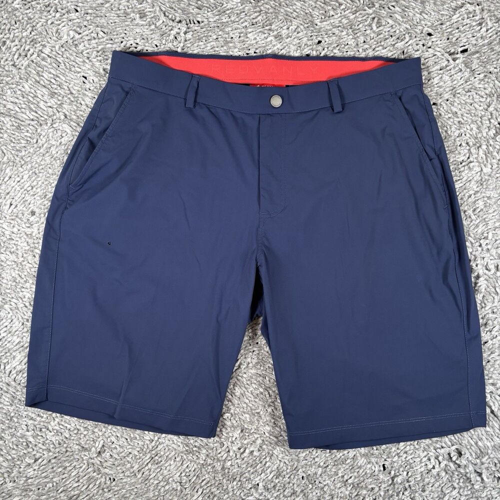 Redvanly Chino Shorts Mens XL 9'' Navy Blue Preppy Stretch Golf Performance Wear